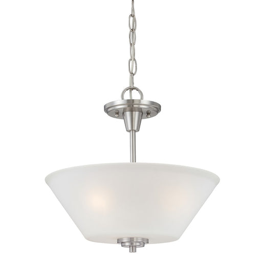 Atlas Lighting Pittman 15'' Wide 2Lt Pendant, Brushed Nickel/White