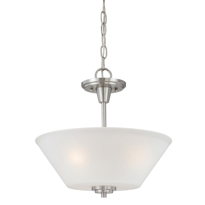 Atlas Lighting Pittman 15'' Wide 2Lt Pendant, Brushed Nickel/White