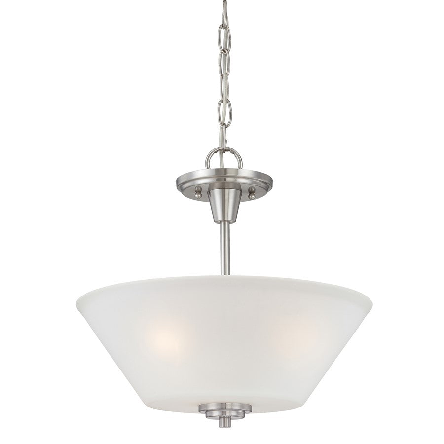 Atlas Lighting Pittman 15'' Wide 2Lt Pendant, Brushed Nickel/White
