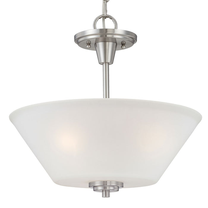 Atlas Lighting Pittman 15'' Wide 2Lt Pendant, Brushed Nickel/White
