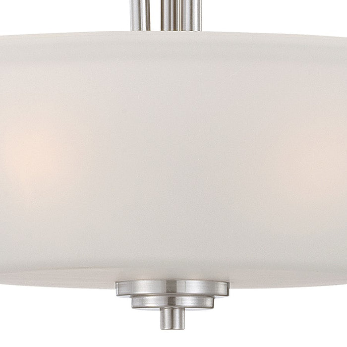 Atlas Lighting Pittman 18'' Wide 3Lt Pendant, Brushed Nickel/White