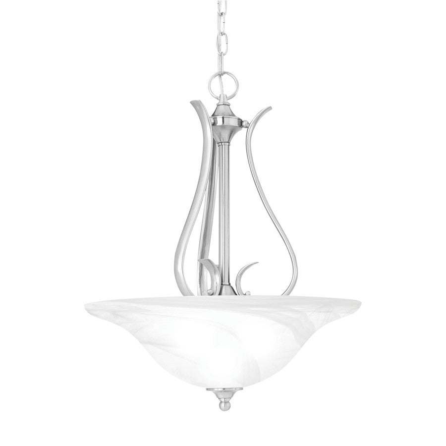 Atlas Lighting Prestige 18'' Wide 3Lt Pendant, Brushed Nickel/White