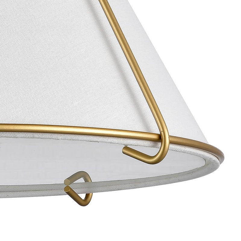 Atlas Lighting Regalia 18in 1-Light Pendant | Transitional Natural Antique Brass and White Linen Fabric Shade | Kitchen Island | Model CL11817-BS