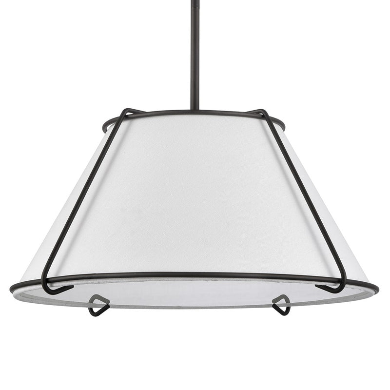 Atlas Lighting Regalia 18in 1-Light Pendant | Transitional Oil Rubbed Bronze and White Linen Fabric Shade | Kitchen Island | Model CL11817-BZ