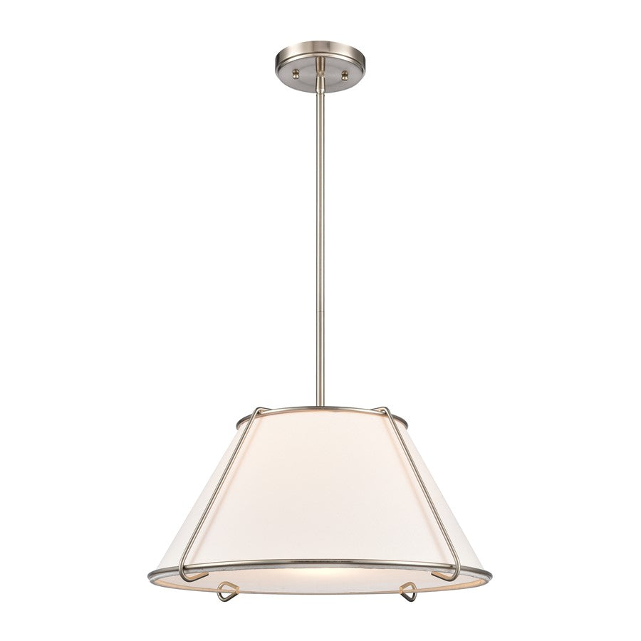 Atlas Lighting Regalia 18'' Wide 1Lt Pendant, Satin Nickel/White