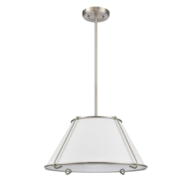 Atlas Lighting Regalia 18'' Wide 1Lt Pendant, Satin Nickel/White