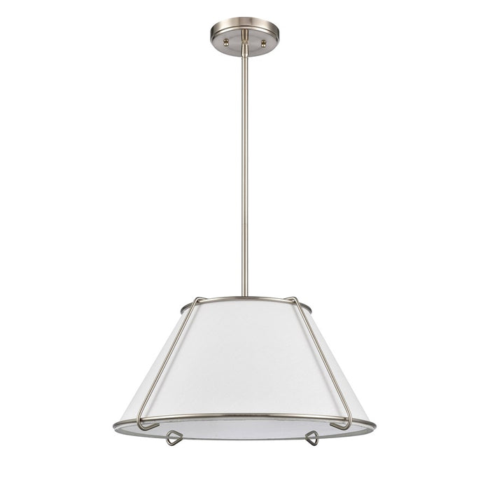 Atlas Lighting Regalia 18'' Wide 1Lt Pendant, Satin Nickel/White