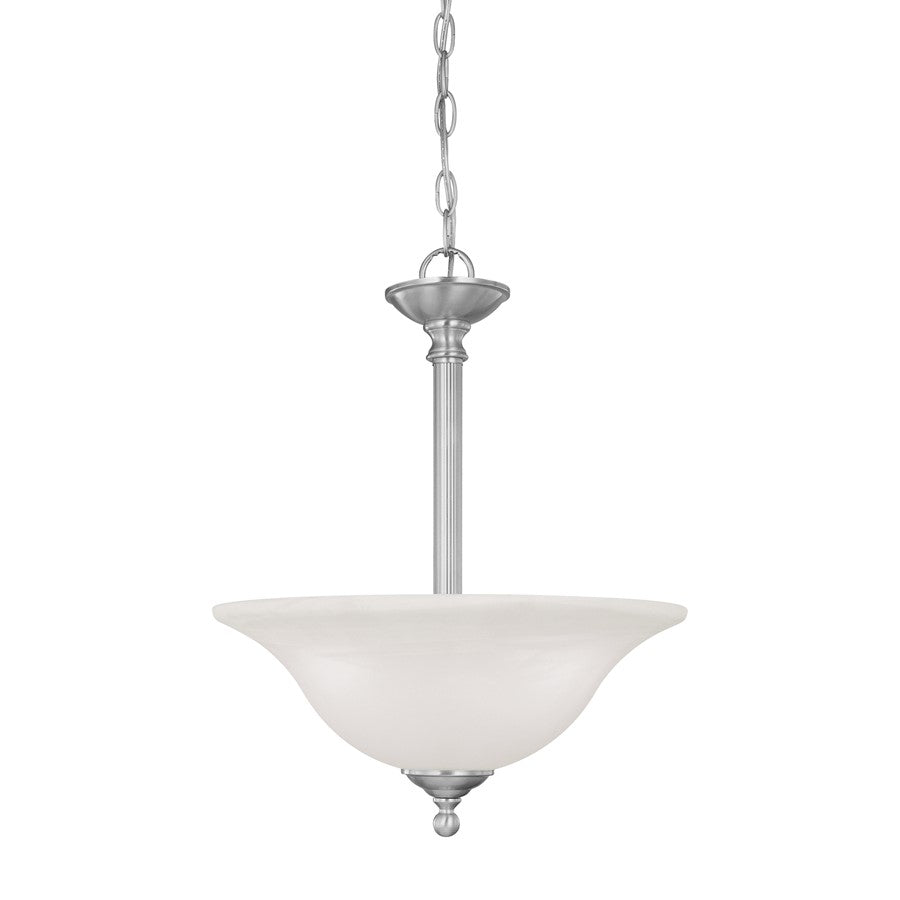 Atlas Lighting Riva 16'' Wide 3Lt Pendant, Brushed Nickel/White