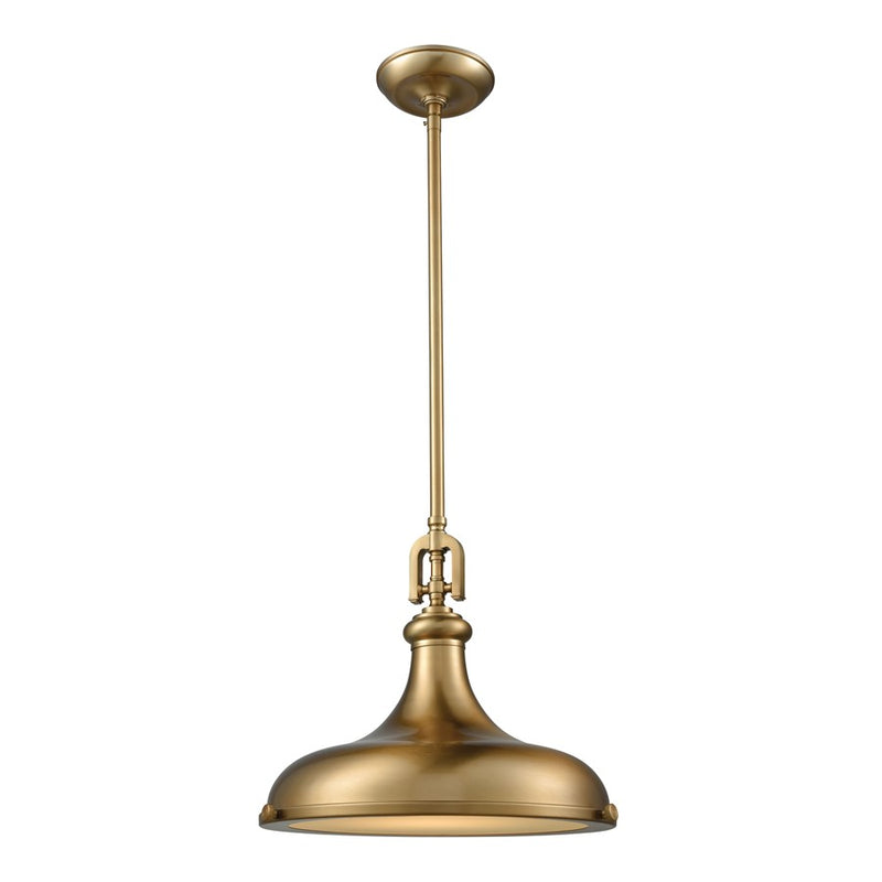 Atlas Lighting Rutherford 15'' Wide 1Lt Pendant, Satin Brass/Brass