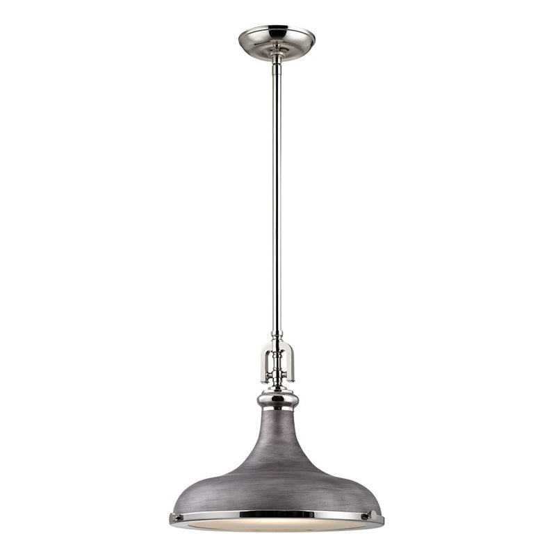 Atlas Lighting Rutherford 15'' Wide 1Lt Pendant, Zinc/Nickel