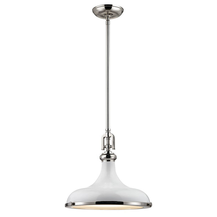 Atlas Lighting Rutherford 15'' Wide 1Lt Pendant, Gloss White/White
