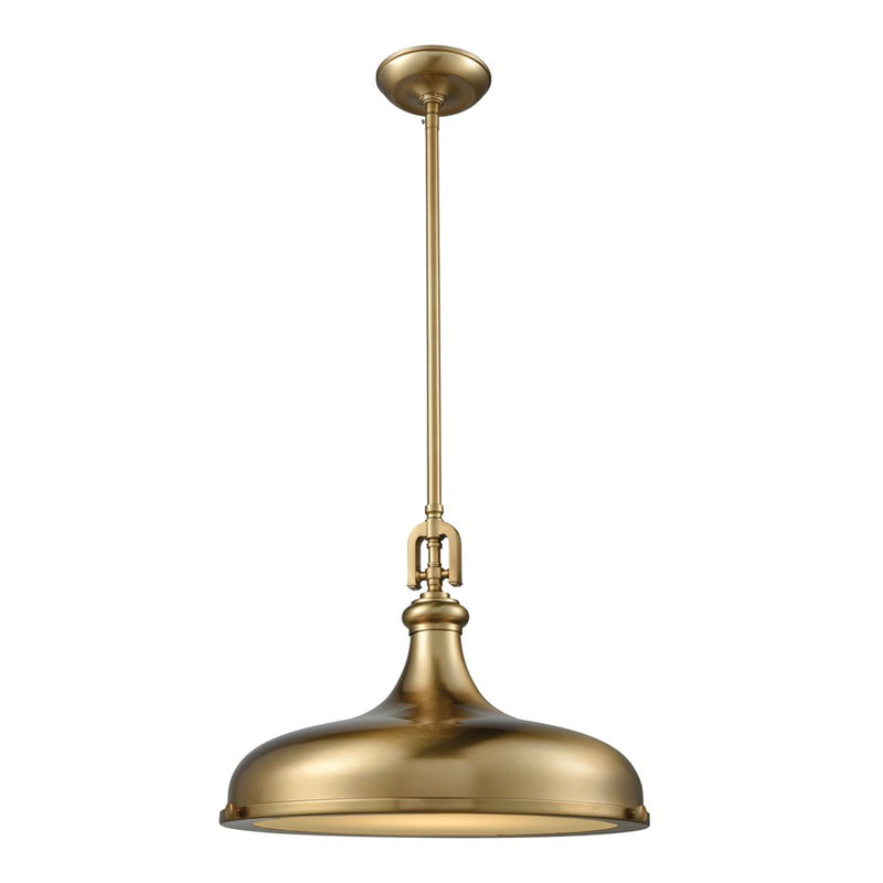 Atlas Lighting Rutherford 18in 1-Light Pendant | Transitional Satin Brass and Brass Metal | Kitchen Island & Dining Room | Model CL11820-BS