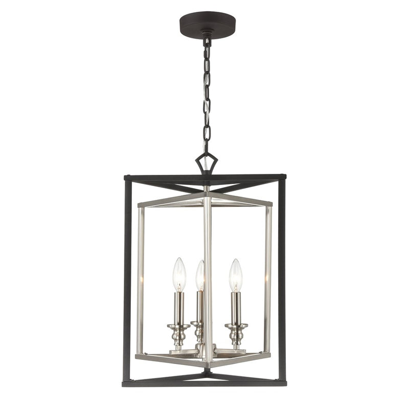 Atlas Lighting Salinger 16in 3-Light Pendant | Modern Charcoal and Satin Nickel Metal | Kitchen Island & Dining Room | Model CL11821-GY