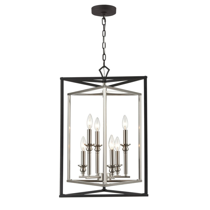 Atlas Lighting Salinger 19in 6-Light Pendant | Modern Charcoal and Satin Nickel Metal | Kitchen Island & Dining Room | Model CL11822-GY
