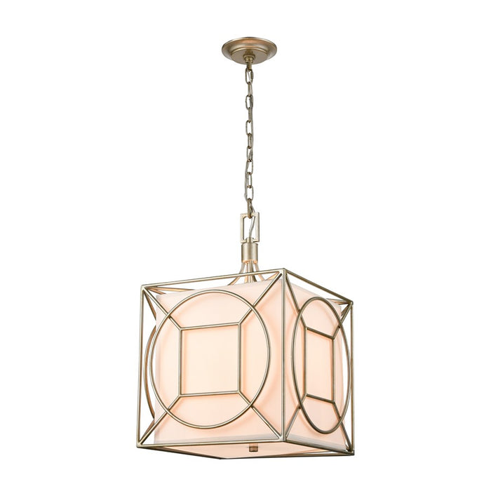 Atlas Lighting Shaftsbury Square 14''W 3Lt Pendant, Silver/White