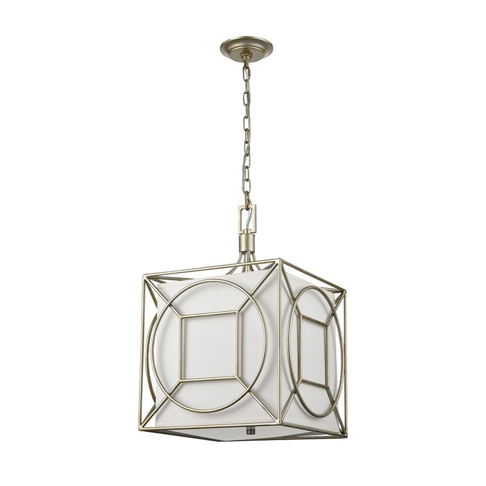Atlas Lighting Shaftsbury Square 14''W 3Lt Pendant, Silver/White