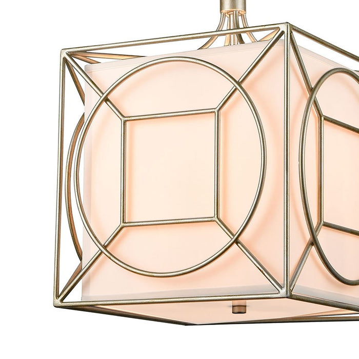 Atlas Lighting Shaftsbury Square 14''W 3Lt Pendant, Silver/White