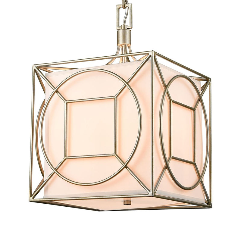 Atlas Lighting Shaftsbury Square 14''W 3Lt Pendant, Silver/White