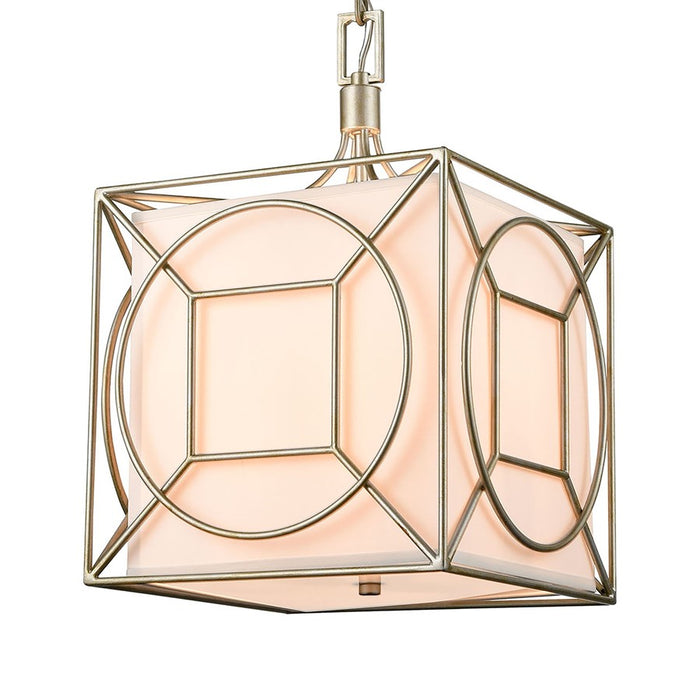Atlas Lighting Shaftsbury Square 14''W 3Lt Pendant, Silver/White
