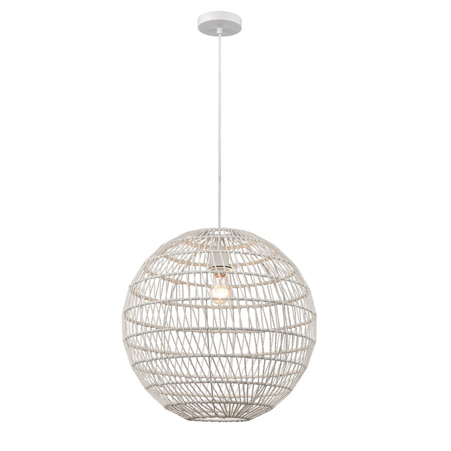 Atlas Lighting Simoom 19'' Wide 1Lt Pendant, White/White