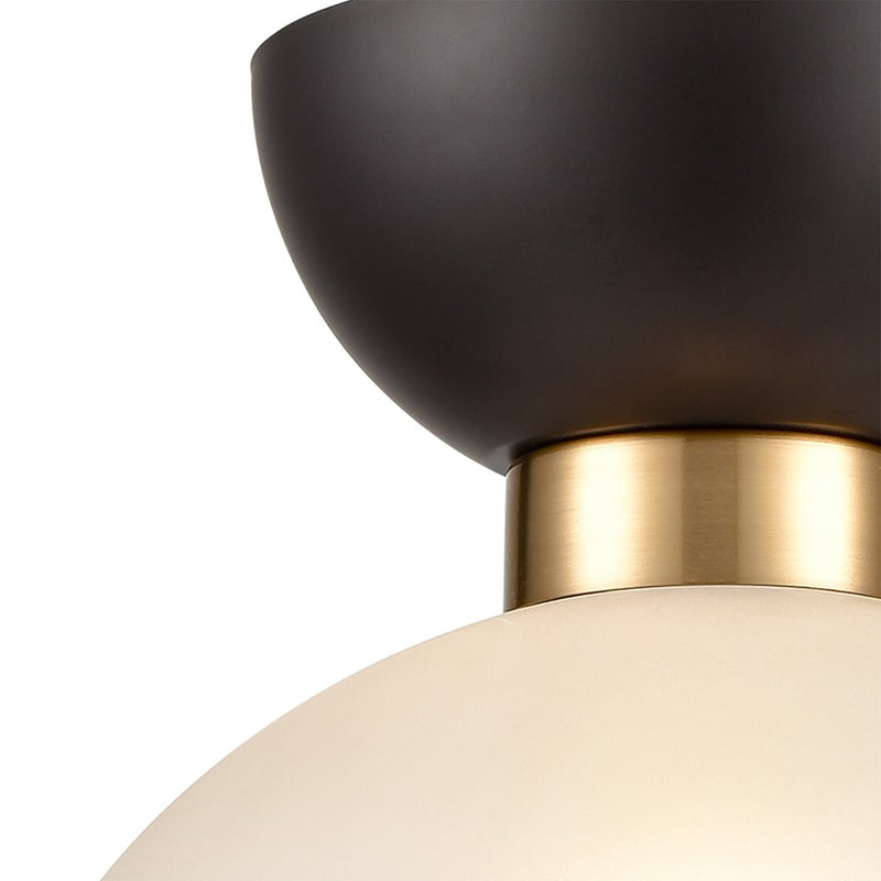 Atlas Lighting Softshot 12in 1-Light Pendant | Black Metal and Frosted White Glass | Kitchen Island & Dining Room | 12 x 12 x 10 in | Model CL11826-BK