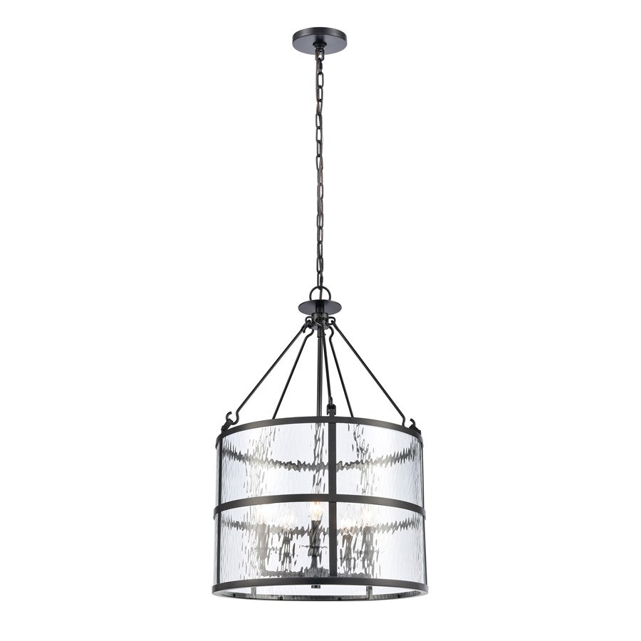 Atlas Lighting Solace 18'' Wide 5Lt Pendant, Matte Black/Clear