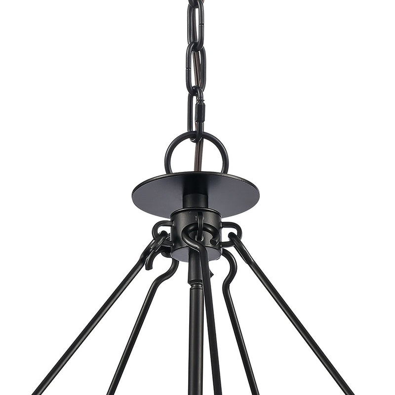 Atlas Lighting Solace 18in 5-Light Pendant | Matte Black Metal and Clear Ripple Glass | Dining Room & Kitchen Island | Model CL11827-BK