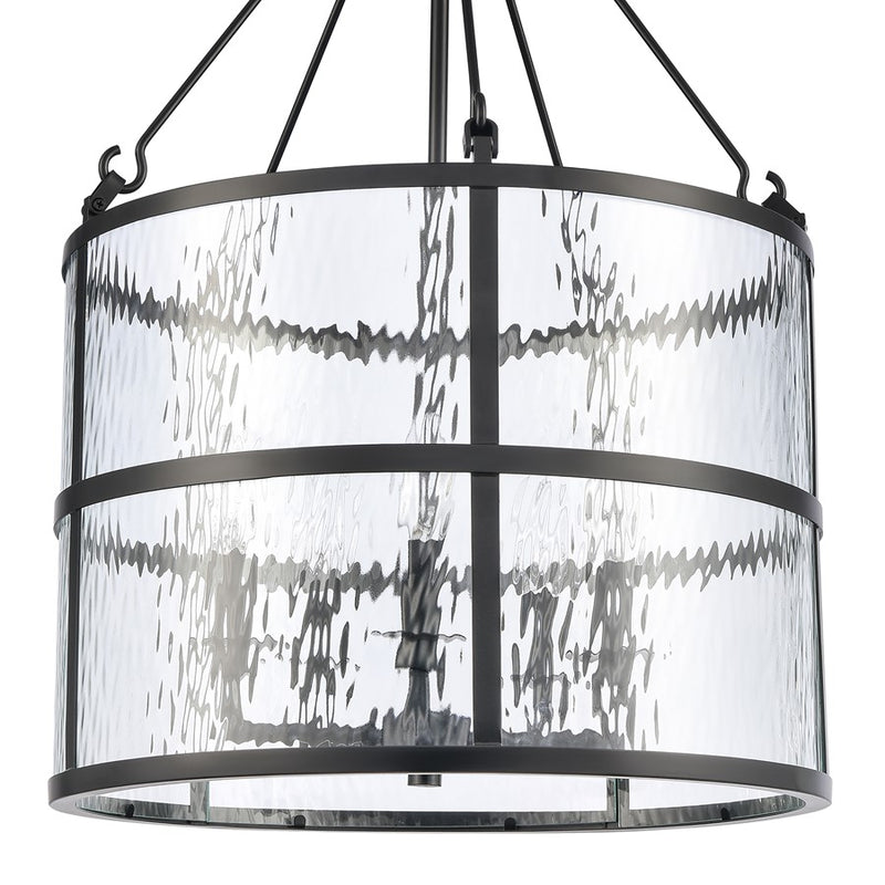 Atlas Lighting Solace 18in 5-Light Pendant | Matte Black Metal and Clear Ripple Glass | Dining Room & Kitchen Island | Model CL11827-BK