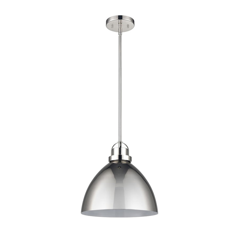 Atlas Lighting Somerville 12in 1-Light Pendant | Polished Nickel Metal Dome | Kitchen Island & Dining Room | 12 x 12 x 12 in | Model CL11828-NK