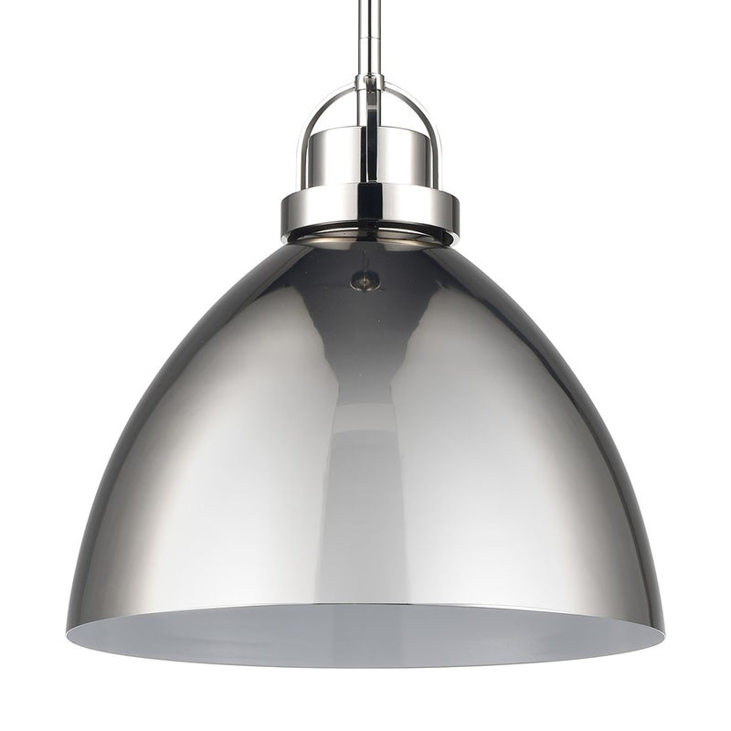Atlas Lighting Somerville 12in 1-Light Pendant | Polished Nickel Metal Dome | Kitchen Island & Dining Room | 12 x 12 x 12 in | Model CL11828-NK