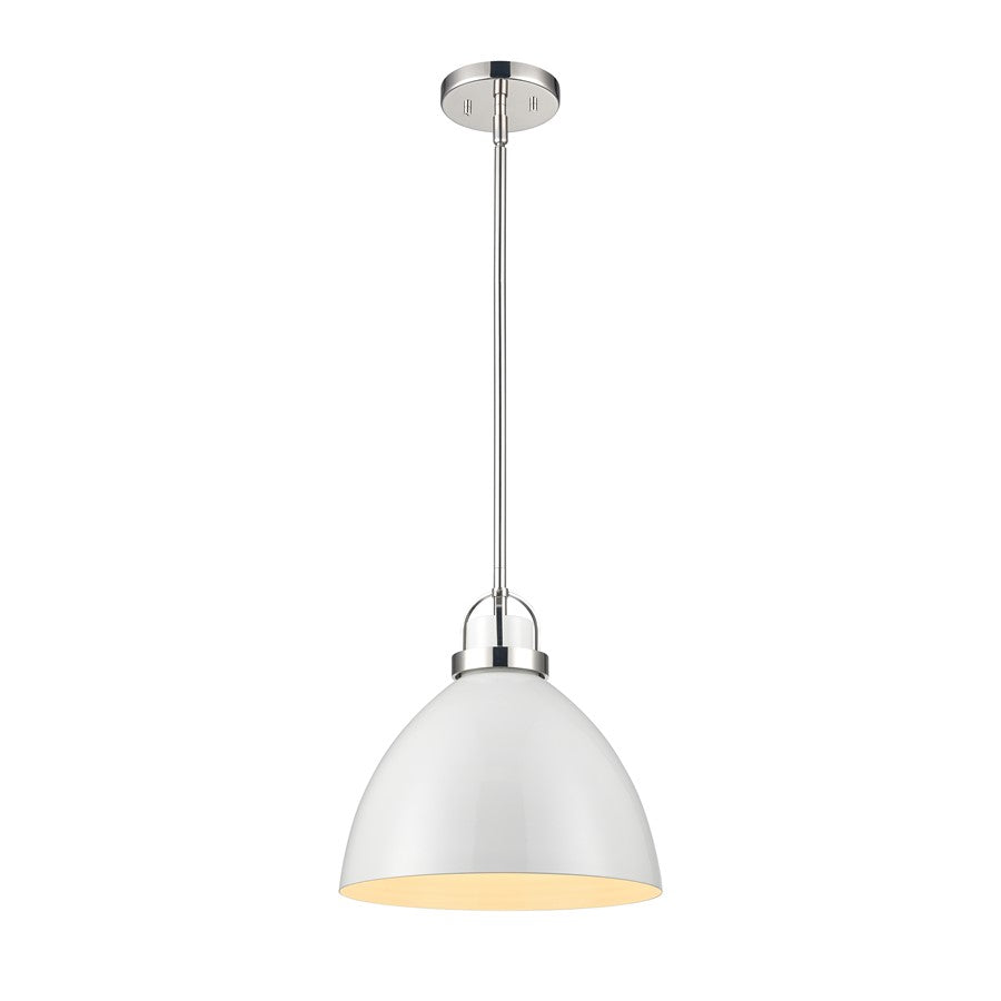 Atlas Lighting Somerville 12'' Wide 1Lt Pendant, Gloss White/White