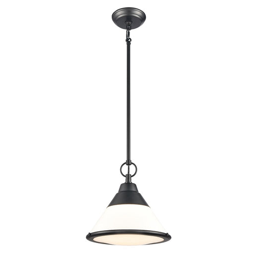 Atlas Lighting Sven 12'' Wide 1Lt Pendant, Matte Black/White