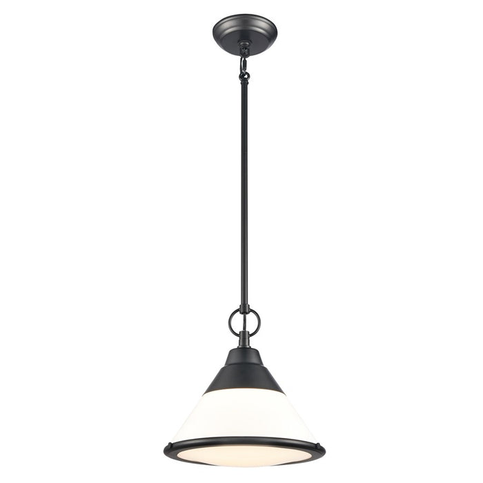 Atlas Lighting Sven 12'' Wide 1Lt Pendant, Matte Black/White