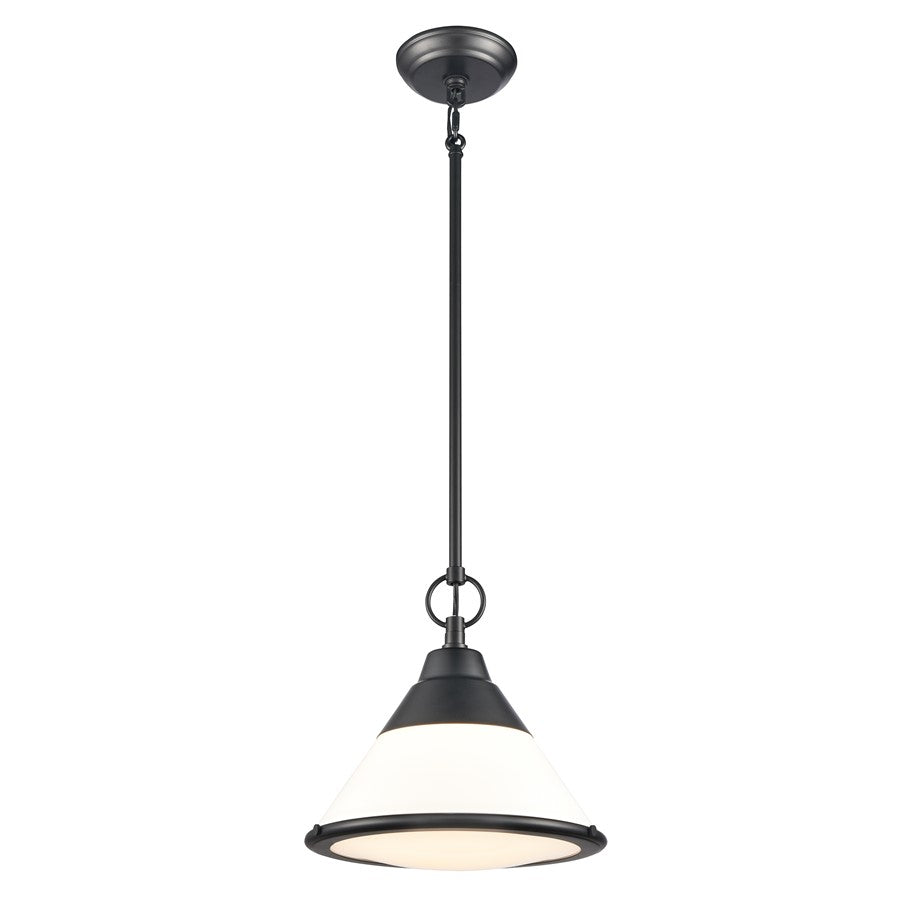 Atlas Lighting Sven 12'' Wide 1Lt Pendant, Matte Black/White