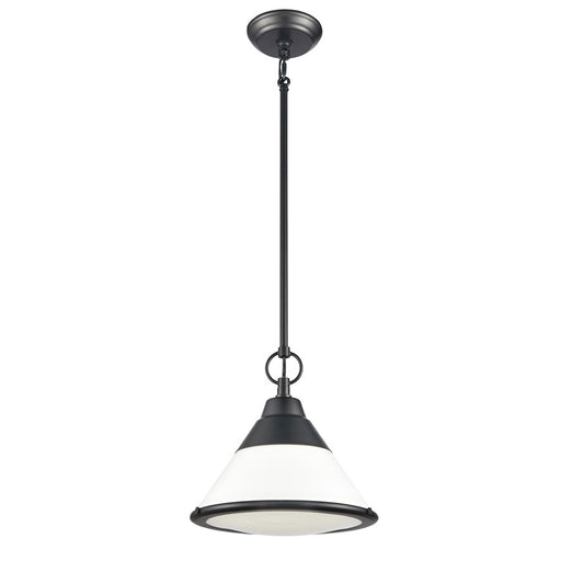 Atlas Lighting Sven 12'' Wide 1Lt Pendant, Matte Black/White