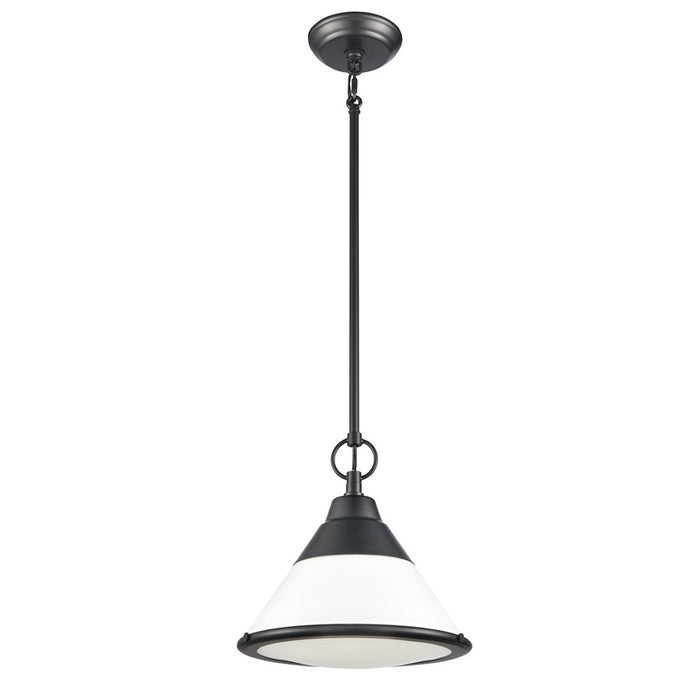 Atlas Lighting Sven 12'' Wide 1Lt Pendant, Matte Black/White