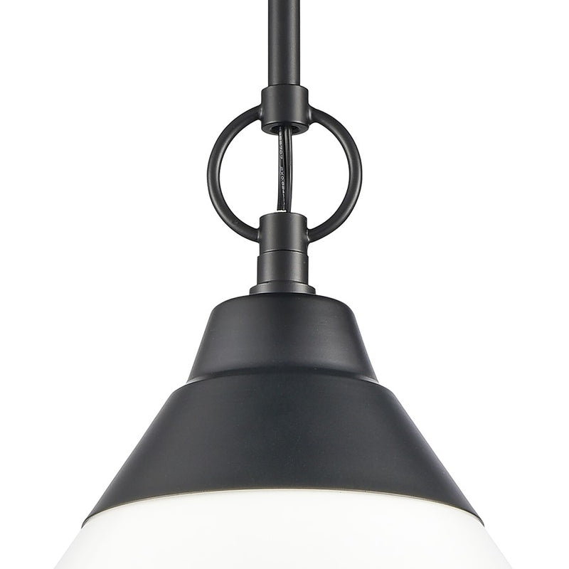 Atlas Lighting Sven 12'' Wide 1Lt Pendant, Matte Black/White