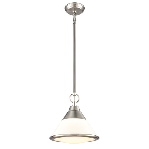 Atlas Lighting Sven 12'' Wide 1Lt Pendant, Satin Nickel/White