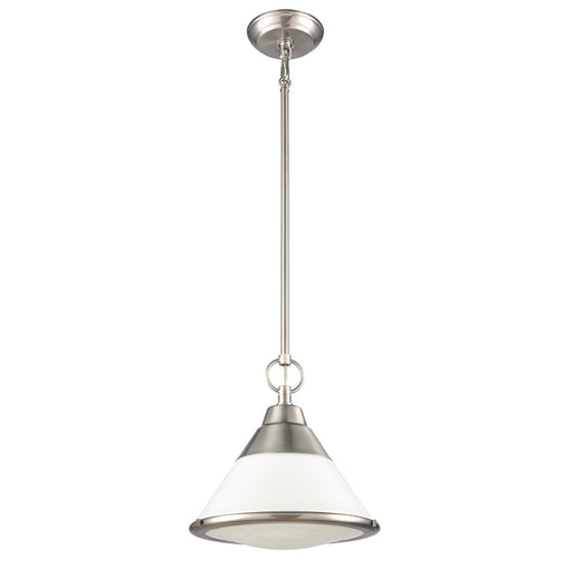Atlas Lighting Sven 12'' Wide 1Lt Pendant, Satin Nickel/White