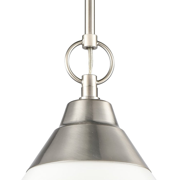 Atlas Lighting Sven 12'' Wide 1Lt Pendant, Satin Nickel/White