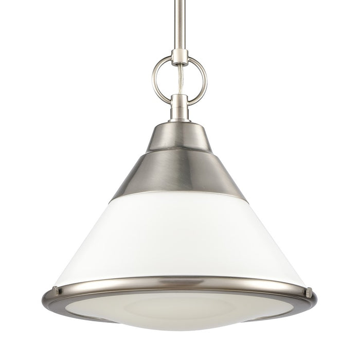 Atlas Lighting Sven 12'' Wide 1Lt Pendant, Satin Nickel/White