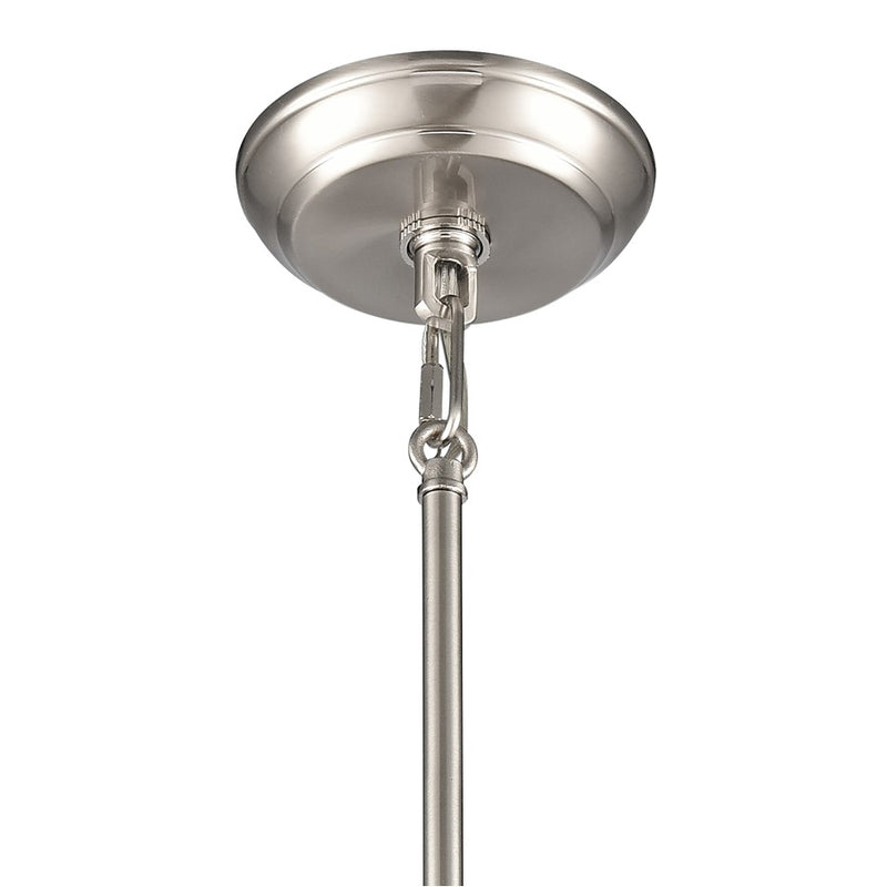 Atlas Lighting Sven 12in 1-Light Pendant | Transitional Satin Nickel and White Glass | Kitchen Island & Dining Room | Model CL11832-NK