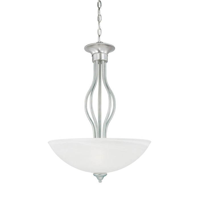 Atlas Lighting Tahoe 20'' Wide 3Lt Pendant, Brushed Nickel/White