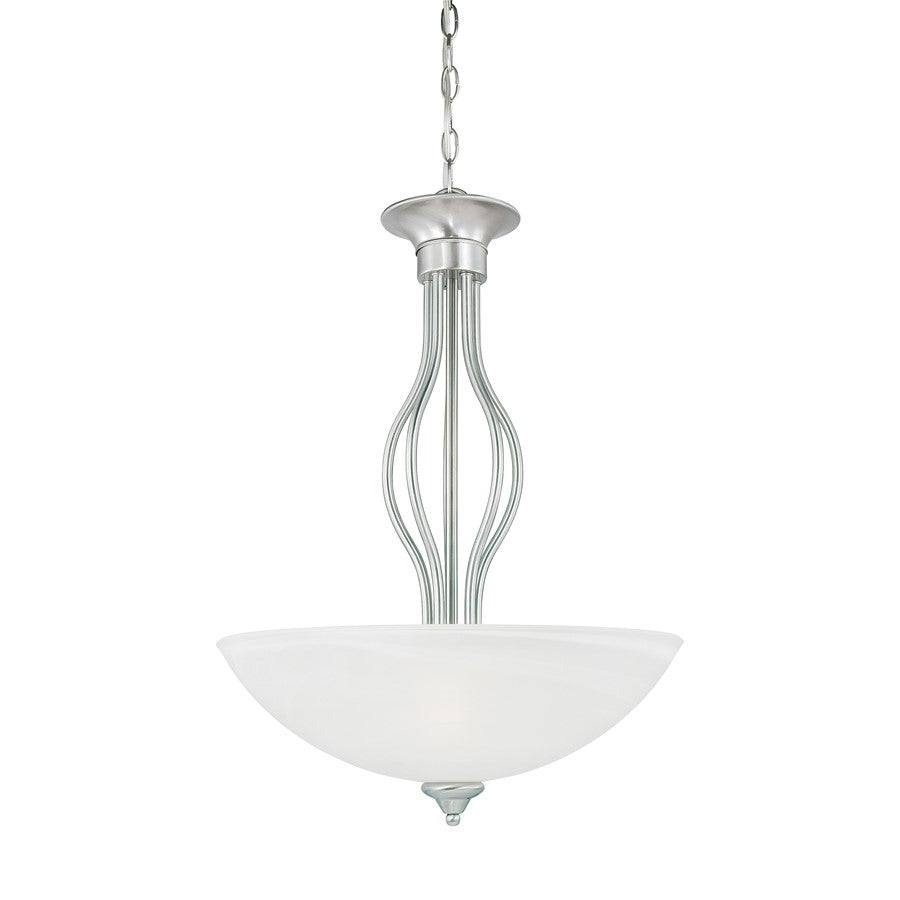 Atlas Lighting Tahoe 20'' Wide 3Lt Pendant, Brushed Nickel/White