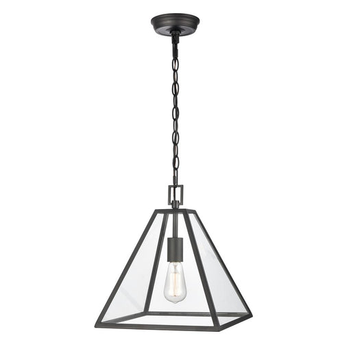 Atlas Lighting Tangent 12'' Wide 1Lt Pendant, Matte black/Clear