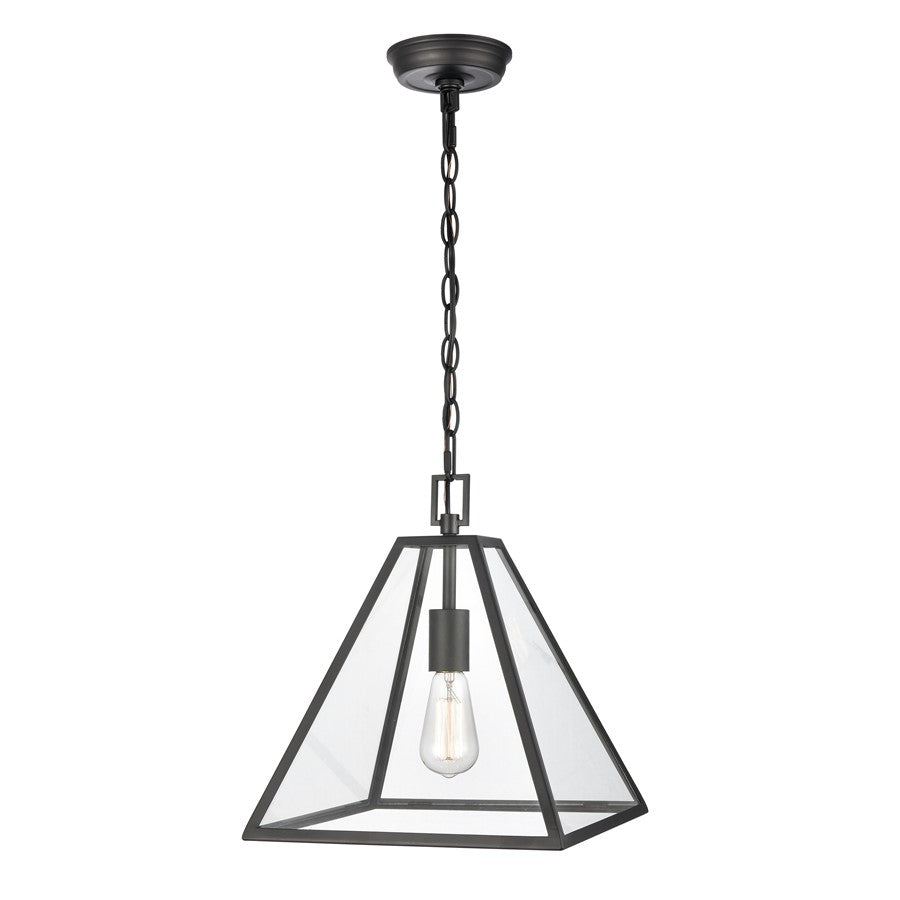 Atlas Lighting Tangent 12'' Wide 1Lt Pendant, Matte black/Clear