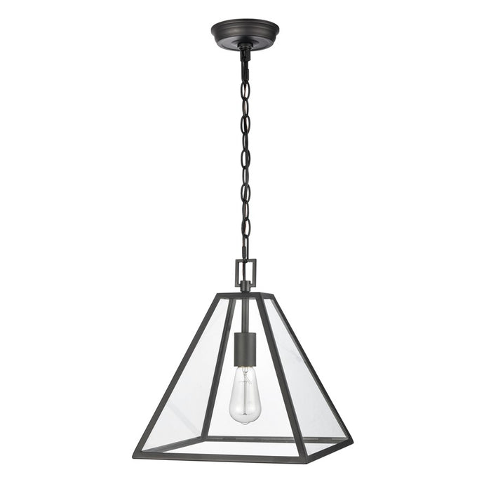 Atlas Lighting Tangent 12'' Wide 1Lt Pendant, Matte black/Clear
