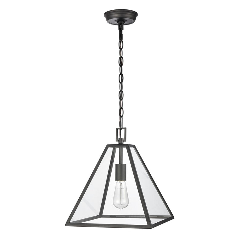 Atlas Lighting Tangent 12in 1-Light Pendant | Modern Matte Black and Clear Glass | Kitchen Island & Dining Room | Model CL11834-BK