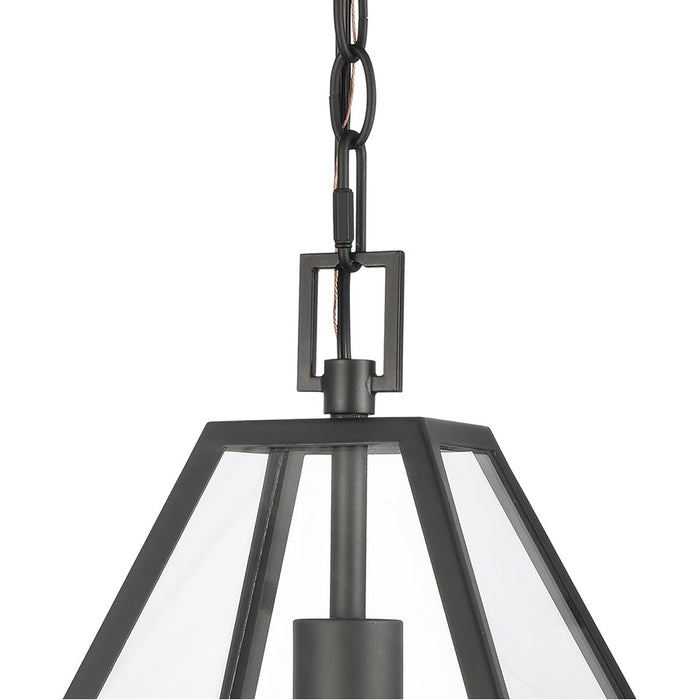 Atlas Lighting Tangent 12'' Wide 1Lt Pendant, Matte black/Clear