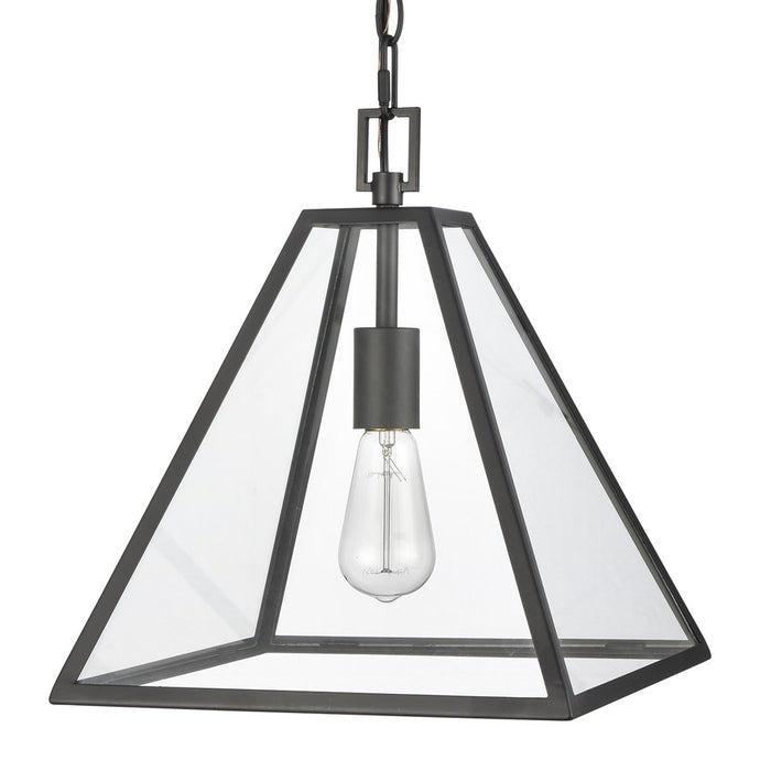 Atlas Lighting Tangent 12'' Wide 1Lt Pendant, Matte black/Clear